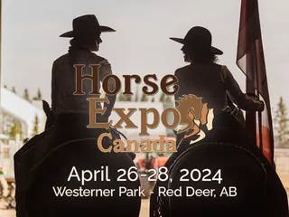 Silhouette of two riders and the words "Horse Expo Canada"