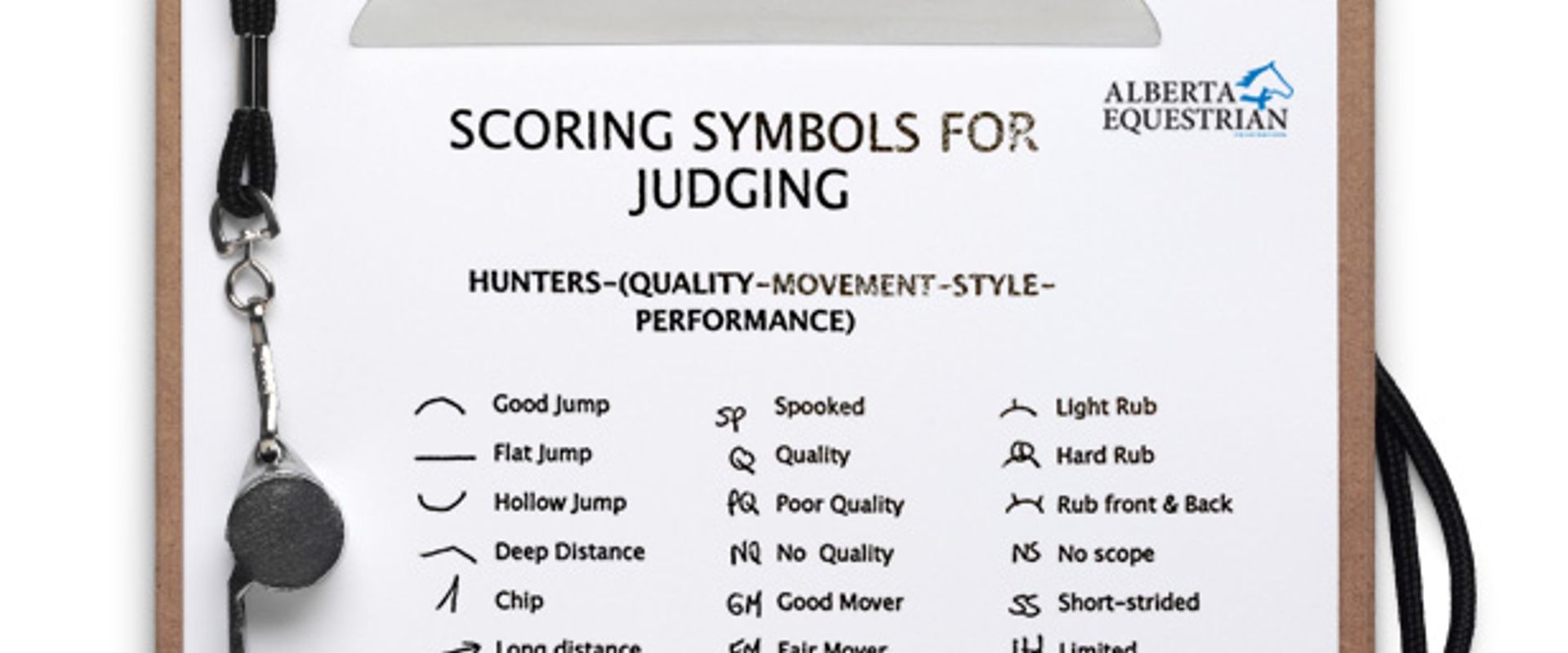 Clipboard with hunter judges' symbols